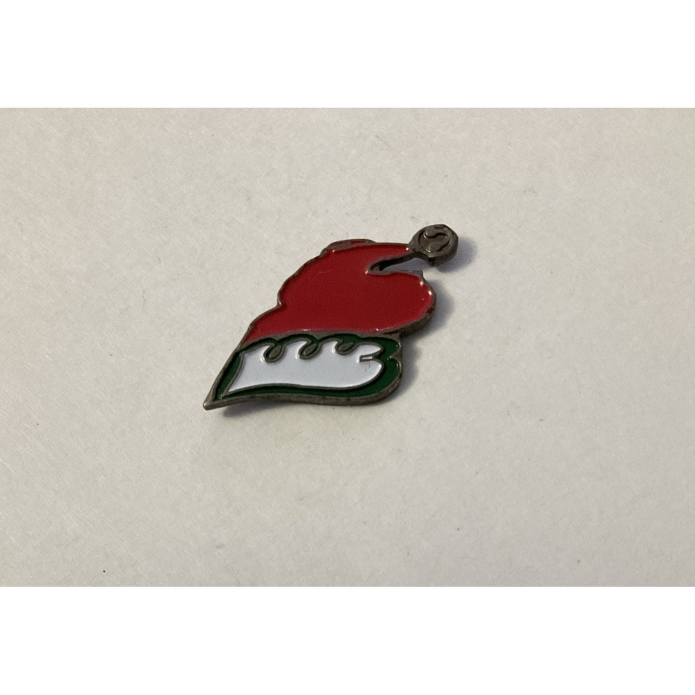 Vtg Santa Hat Christmas Holiday Lapel Pin Hat Pinback Red Green White